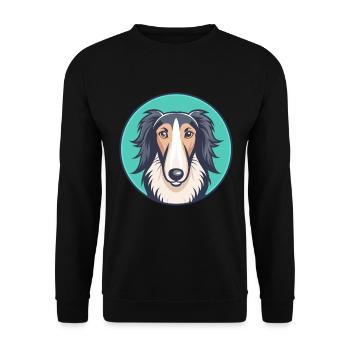 Barzoï Chien Race Dessin Animé Kawaii Clipart Animal Animal Pet - Sweat-shirt Unisexe - noir - Devant - Alina (178cm) & Michal (187cm)