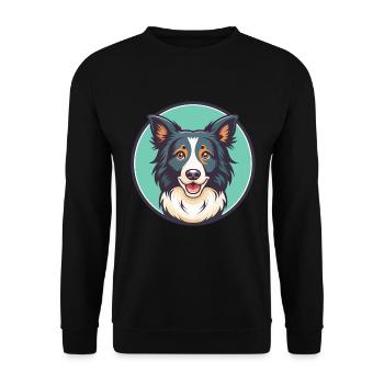 Border Collie Hunderasse Cartoon Kawaii Clipart Haustier - Unisex Pullover - Schwarz - Vorne - Alina (178cm) & Michal (187cm)