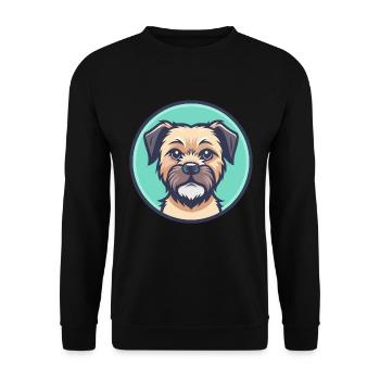 Border Terrier Dog Breed Cartoon Kawaii Clipart - Unisex Sweatshirt - black - Front - Alina (178cm) & Michal (187cm)