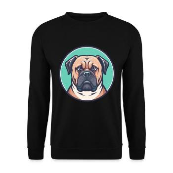 Bullmastiff Chien Race Drôle Dessin animé Kawaii Clipart - Sweat-shirt Unisexe - noir - Devant - Alina (178cm) & Michal (187cm)