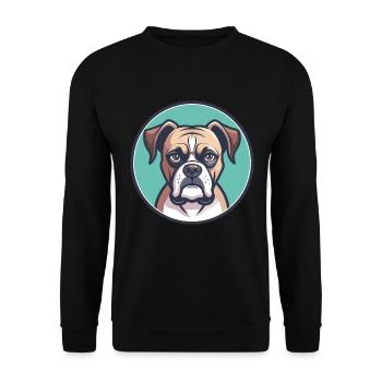 Boxer Hund Rasse Cartoon Kawaii Clipart Tier Haustier - Unisex Pullover - Schwarz - Vorne - Alina (178cm) & Michal (187cm)