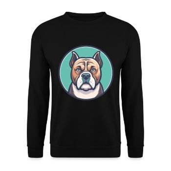 Bulle Boxer Hund Rasse Karikatur Kawaii Clipart Tier - Unisex Pullover - Schwarz - Vorne - Alina (178cm) & Michal (187cm)