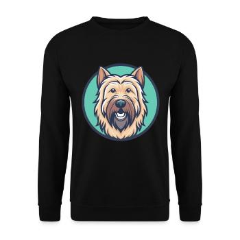 Briard Hund Rasse Cartoon Kawaii Clipart Tier Haustier - Unisex Pullover - Schwarz - Vorne - Alina (178cm) & Michal (187cm)