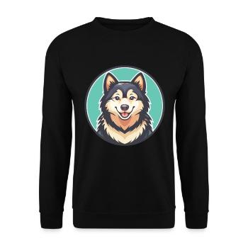 Chien Esquimau Canadien Race Dessin Animé Kawaii Clipart - Sweat-shirt Unisexe - noir - Devant - Alina (178cm) & Michal (187cm)