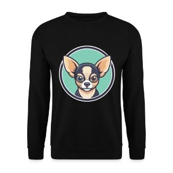Chihuahua Dog Breed Cartoon Kawaii Clipart Animal - Unisex Sweatshirt - black - Front - Alina (178cm) & Michal (187cm)