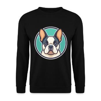Chien Français Blanc Et Noir Race Chien Dessin Animé Animal - Sweat-shirt Unisexe - noir - Devant - Alina (178cm) & Michal (187cm)