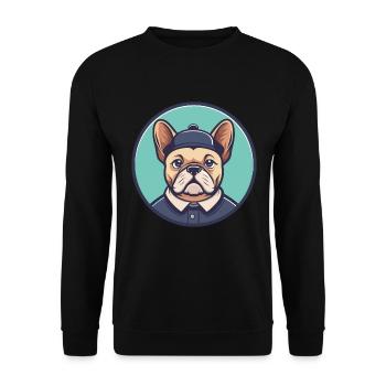 Chien Francais Dog Breed Cartoon Kawaii Clipart - Unisex Sweatshirt - black - Front - Alina (178cm) & Michal (187cm)