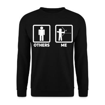 Bogenschießen Strichfiguren - Unisex Pullover - Schwarz - Vorne - Alina (178cm) & Michal (187cm)