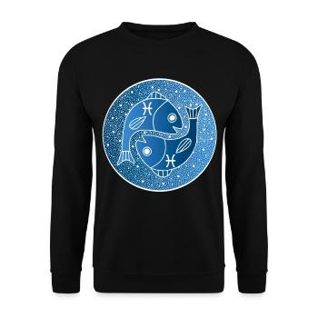 Fische Sternzeichen - Unisex Pullover - Schwarz - Vorne - Alina (178cm) & Michal (187cm)