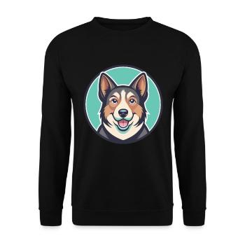 Chortai Hunderasse Cartoon Figur Kawaii Clipart - Unisex Pullover - Schwarz - Vorne - Alina (178cm) & Michal (187cm)