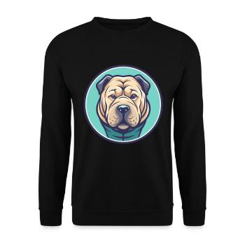 Chinois Shar Pei Chien Race Dessin animé Kawaii Clipart - Sweat-shirt Unisexe - noir - Devant - Alina (178cm) & Michal (187cm)