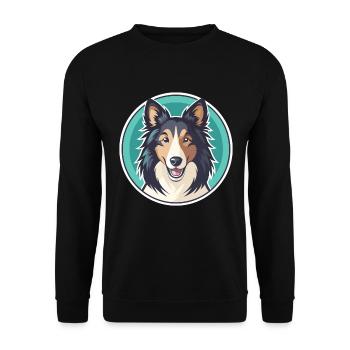 Collie chien race dessin animé Kawaii Clipart Animal de compagnie - Sweat-shirt Unisexe - noir - Devant - Alina (178cm) & Michal (187cm)