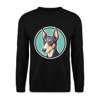 Chien de chasse crétois Race Dessin animé Kawaii Clipart Animal de compagnie - Sweat-shirt Unisexe - noir - Devant - Alina (178cm) & Michal (187cm)