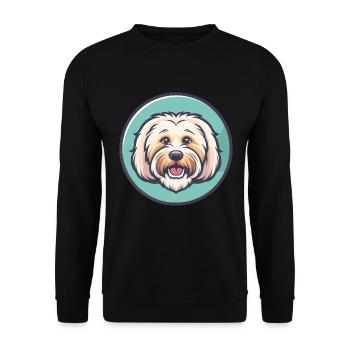 Coton De Tulear Hunderasse Cartoon Kawaii Clipart - Unisex Pullover - Schwarz - Vorne - Alina (178cm) & Michal (187cm)
