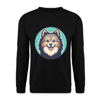 Spitz danois chien race dessin animé Kawaii Clipart animal de compagnie - Sweat-shirt Unisexe - noir - Devant - Alina (178cm) & Michal (187cm)