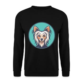 Chinesische Schopfhundrasse Karikatur Kawaii Clipart - Unisex Pullover - Schwarz - Vorne - Alina (178cm) & Michal (187cm)