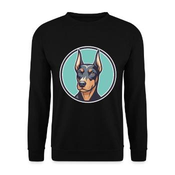 Doberman Chien Race Coloré Dessin animé Kawaii Clipart - Sweat-shirt Unisexe - noir - Devant - Alina (178cm) & Michal (187cm)