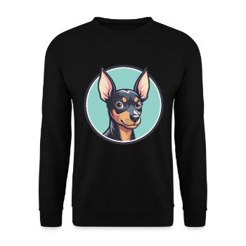 English Toy Terrier Dog Breed Funny Cartoon Kawaii - Unisex Sweatshirt - black - Front - Alina (178cm) & Michal (187cm)