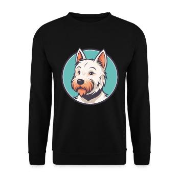 Englischer weißer Terrier Hund Rasse Cartoon Kawaii Haustier - Unisex Pullover - Schwarz - Vorne - Alina (178cm) & Michal (187cm)