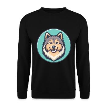 Eurasier Dog Breed Colorful Cartoon Kawaii Clipart - Unisex Sweatshirt - black - Front - Alina (178cm) & Michal (187cm)