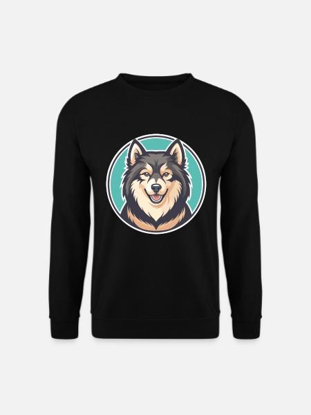 Finnische Lapphund Hunderasse Cartoon Kawaii Clipart - Unisex Pullover - Schwarz