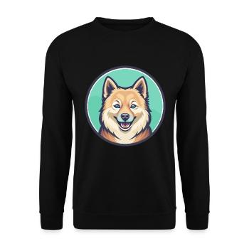 Finnischer Spitz Hund Rasse Cartoon Kawaii Clipart Haustier - Unisex Pullover - Schwarz - Vorne - Alina (178cm) & Michal (187cm)