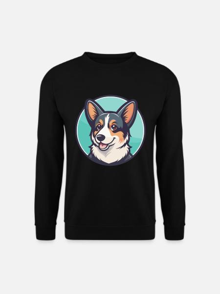 Cur Dog Breed Cartoon Kawaii Clipart Illustration - Unisex Sweatshirt - black