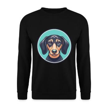Dachshund Dog Breed Cartoon Kawaii Clipart Animal - Unisex Sweatshirt - black - Front - Alina (178cm) & Michal (187cm)