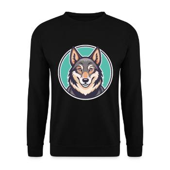 Chien-loup tchécoslovaque Race de chien Dessin animé Kawaii - Sweat-shirt Unisexe - noir - Devant - Alina (178cm) & Michal (187cm)