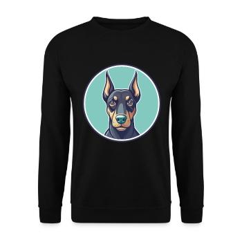 Doberman Pinscher Dog Breed Cartoon Kawaii Clipart - Unisex Sweatshirt - black - Front - Alina (178cm) & Michal (187cm)