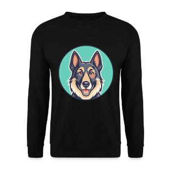 Berger d’Europe de l’Est Race Dessin animé Kawaii - Sweat-shirt Unisexe - noir - Devant - Alina (178cm) & Michal (187cm)