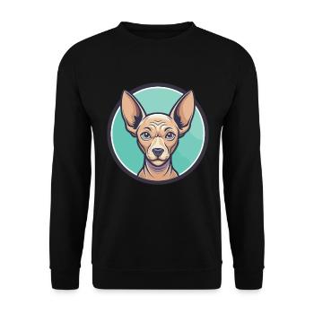 Ecuadorianische haarlose Hunderasse Lustige Karikatur Kawaii - Unisex Pullover - Schwarz - Vorne - Alina (178cm) & Michal (187cm)