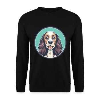 Englischer Cocker Spaniel Hunderasse Karikatur Kawaii - Unisex Pullover - Schwarz - Vorne - Alina (178cm) & Michal (187cm)