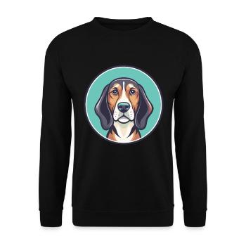 Chien de chasse finlandais race dessin animé Kawaii Clipart animal de compagnie - Sweat-shirt Unisexe - noir - Devant - Alina (178cm) & Michal (187cm)