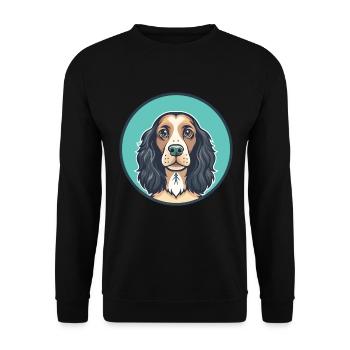 Field Spaniel Hund Rasse Cartoon Kawaii Clipart Haustier - Unisex Pullover - Schwarz - Vorne - Alina (178cm) & Michal (187cm)