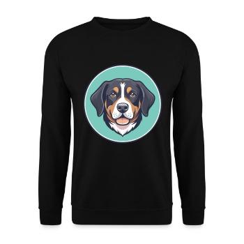 Entlebucher bouvier chien de famille dessin animé Kawaii animal de compagnie - Sweat-shirt Unisexe - noir - Devant - Alina (178cm) & Michal (187cm)