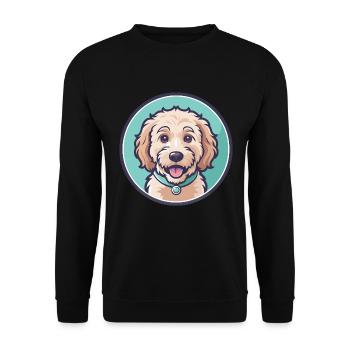 Goldendoodle Do Hunderasse Cartoon Kawaii Clipart - Unisex Pullover - Schwarz - Vorne - Alina (178cm) & Michal (187cm)