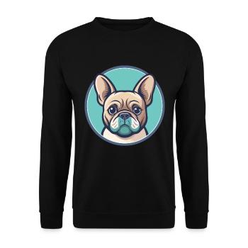 Bouledogue Français Chien Race Dessin animé Kawaii Clipart - Sweat-shirt Unisexe - noir - Devant - Alina (178cm) & Michal (187cm)