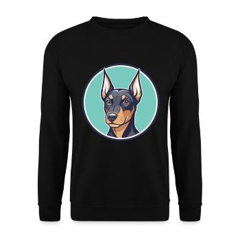 Deutsche Pinscher Hunderasse Cartoon Kawaii Clipart - Unisex Pullover - Schwarz - Vorne - Alina (178cm) & Michal (187cm)