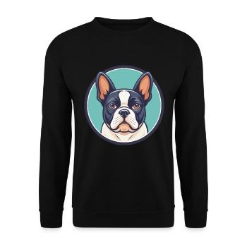 Grand Anglo Français Blanc Et Noir Chien Dessin Animé Animal De Compagnie - Sweat-shirt Unisexe - noir - Devant - Alina (178cm) & Michal (187cm)