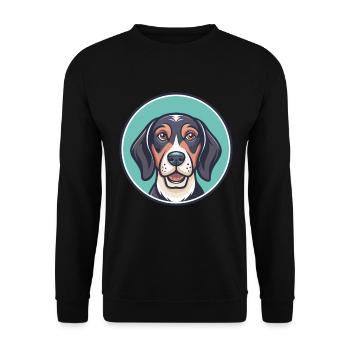 Halden Hound Hund Rasse Cartoon Kawaii Clipart Haustier - Unisex Pullover - Schwarz - Vorne - Alina (178cm) & Michal (187cm)