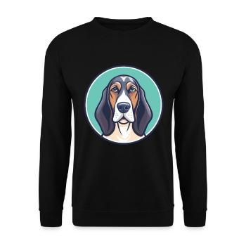 Hannover Hund Hund Rasse Cartoon Kawaii Clipart Haustier - Unisex Pullover - Schwarz - Vorne - Alina (178cm) & Michal (187cm)