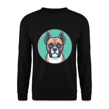 Deutscher Boxer Hund Rasse Cartoon Kawaii Clipart Haustier - Unisex Pullover - Schwarz - Vorne - Alina (178cm) & Michal (187cm)