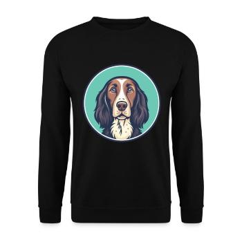 Deutsch Langhaar Vorstehhund Rasse Karikatur Kawaii - Unisex Pullover - Schwarz - Vorne - Alina (178cm) & Michal (187cm)