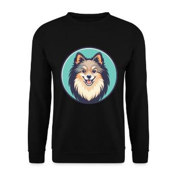 Deutsche Spitz Hunderasse Cartoon Kawaii Clipart Haustier - Unisex Pullover - Schwarz - Vorne - Alina (178cm) & Michal (187cm)