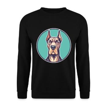 Deutsche Dogge Hunderasse Cartoon Kawaii Clipart Tier - Unisex Pullover - Schwarz - Vorne - Alina (178cm) & Michal (187cm)
