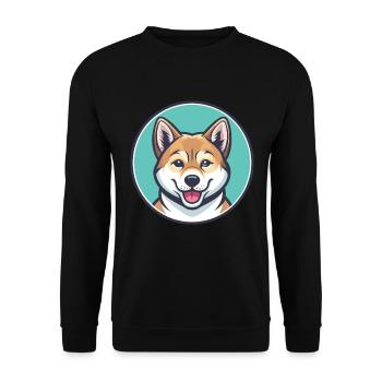 Hokkaido Dog Breed Colorful Cartoon Kawaii Clipart - Unisex Sweatshirt - black - Front - Alina (178cm) & Michal (187cm)