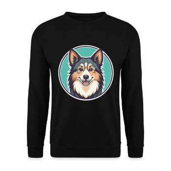Chien de berger islandais Race de chien Dessin animé Kawaii - Sweat-shirt Unisexe - noir - Devant - Alina (178cm) & Michal (187cm)
