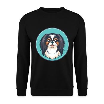 Japonais Menton Chien Race Dessin Animé Kawaii Clipart Animal de compagnie - Sweat-shirt Unisexe - noir - Devant - Alina (178cm) & Michal (187cm)