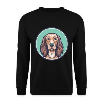 Irischer Setter Hund Rasse Cartoon Kawaii Clipart Haustier - Unisex Pullover - Schwarz - Vorne - Alina (178cm) & Michal (187cm)